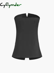 Cyflymder - Button Down Tube Top Tank Tops & Camis