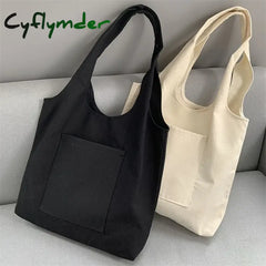 Cyflymder Canvas Bag For Women Shopper Handbags Environmental Storage Reusable Shoulder Tote School