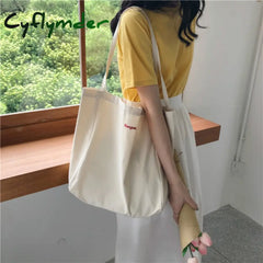 Cyflymder Canvas Bag High Quality Reusable Shopping Simple Casual Daily Use Handbag Shoulder Bags
