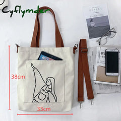 Cyflymder Canvas Bag Women Messenger Large Capacity Shopping Versatile Slung Female Student