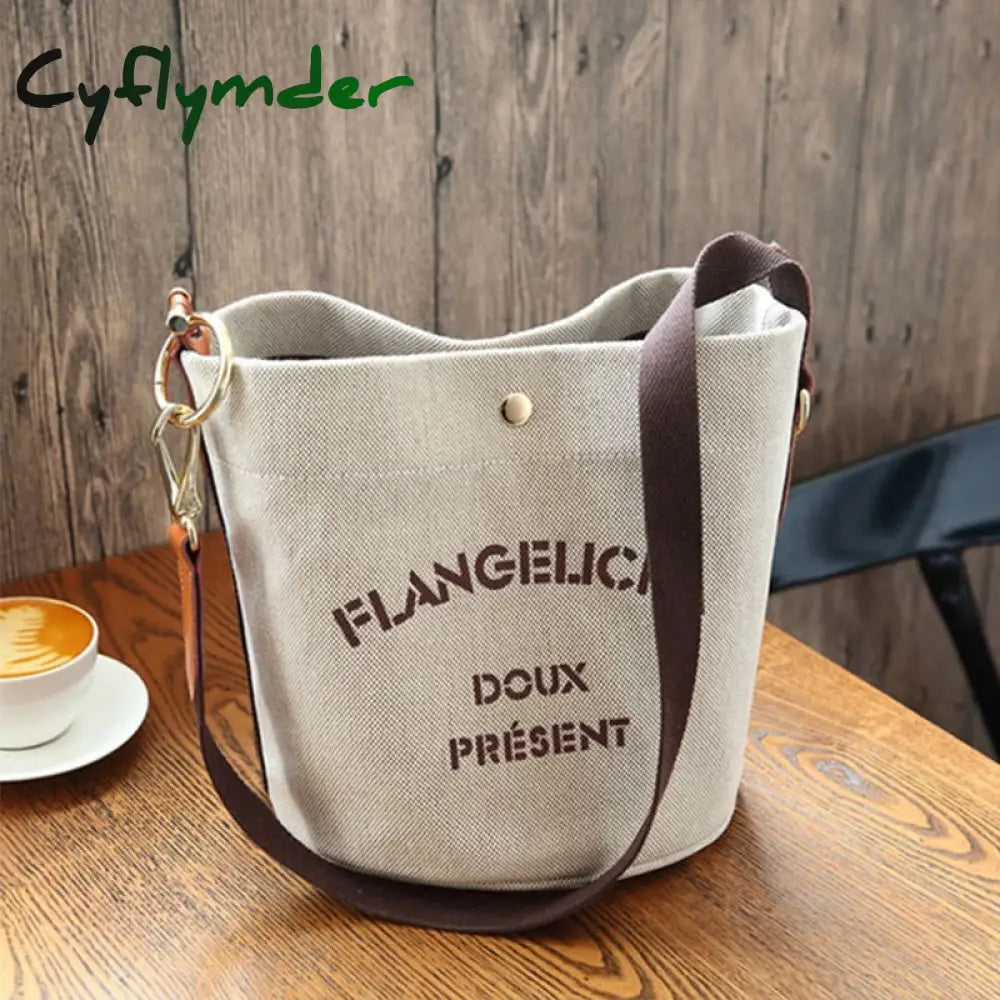 Cyflymder Canvas Bag Women’s Ladies Handbags Female New Korean College Students Button Letter