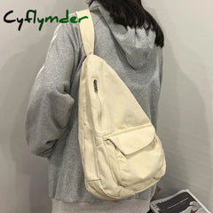 Cyflymder Canvas Chest Bag Women Shoulder Messenger Unisex Crossbody Muliti Pocket Casual