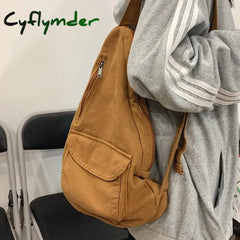 Cyflymder Canvas Chest Bag Women Shoulder Messenger Unisex Crossbody Muliti Pocket Casual