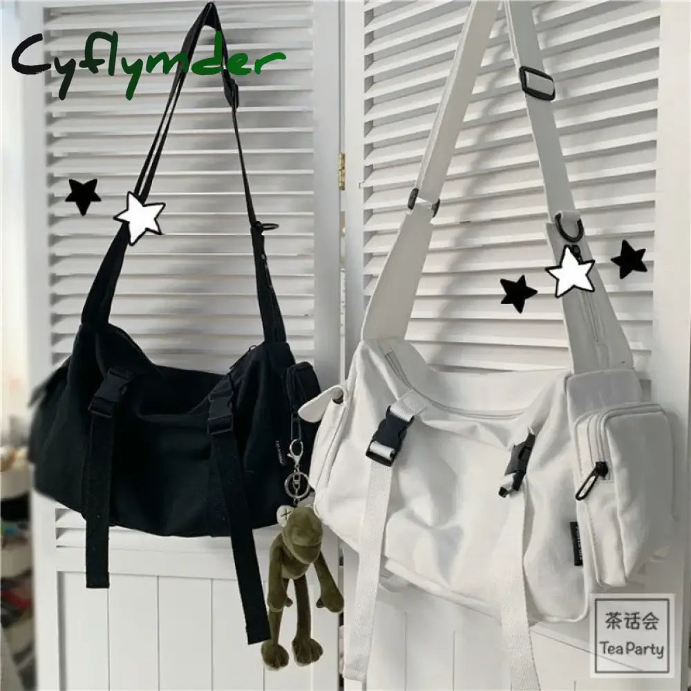 Canvas Crossbody Bags for Women Youth Men Fashion Casual Large Capacity Handbags Shoulder Bags Solid Color Ladies Messenger Bag