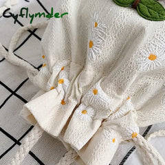 Cyflymder Canvas Cute Cherry Bag 14*18Cm Small Kids Bags Single Shoulder Beach New Portable