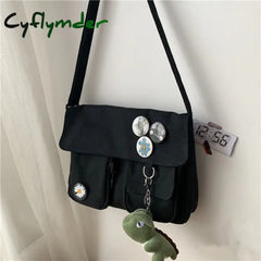 Cyflymder Canvas Diagonal Cross Bag Youth Fashion Casual Version Ladies Large Capacity Shoulder