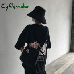 Cyflymder Canvas Diagonal Cross Bag Youth Fashion Casual Version Ladies Large Capacity Shoulder