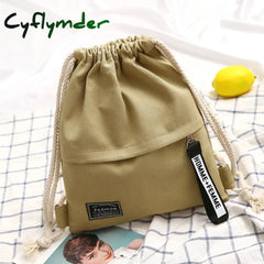 Cyflymder Canvas Drawstring Backpack Fashion School Gym Bag Casual String Knapsack Back Pack For