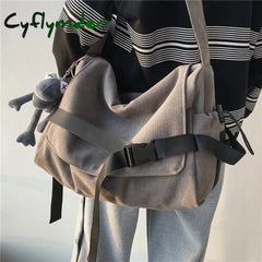 Cyflymder Canvas Messenger Bag Ladies Big Capacity Handbags Shoulder Youth Girls Student School