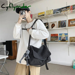 Cyflymder Canvas Messenger Bag Ladies Big Capacity Handbags Shoulder Youth Girls Student School