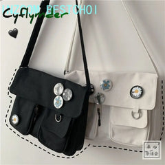 Cyflymder Canvas Messenger Korean Version Tooling Female Harajuku Bag Multifunctional Outdoor