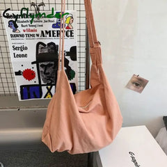 Cyflymder Canvas Shoulder Bags Large Capacity For Students Simple Unisex Retro Ins Crossbody-Bag