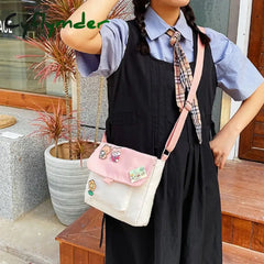 Cyflymder Canvas Small Bag For Women Ins Japanese Crossbody Bags Cute Versatile Student Art One Shoulder Mobile