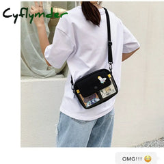 Cyflymder Canvas Student Crossbody Bags For Women Japanese Cartoon Print Small Shoulder Bag Cute