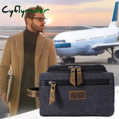 Cyflymder Canvas Toiletry Bag For Men Wash Shaving Dopp Kit Women Travel Make Up Cosmetic Pouch