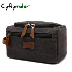Cyflymder Canvas Toiletry Bag For Men Wash Shaving Dopp Kit Women Travel Make Up Cosmetic Pouch