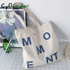 Cyflymder Canvas Tote Bag Shopper Women Designer Handbags Girl Fashion Casual Large Capacity Blue