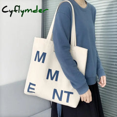 Cyflymder Canvas Tote Bag Shopper Women Designer Handbags Girl Fashion Casual Large Capacity Blue