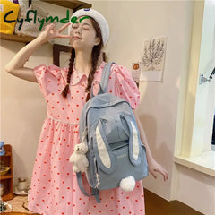 Cyflymder Cartoon Embroidery Backpacks For Teenage Girls Japanese Soft Girl Lolita Cute Cat