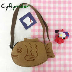 Cyflymder Cartoon Fish Canvas Ladies Messenger Bag Casual Female Small Shoulder Bags Portable Girl