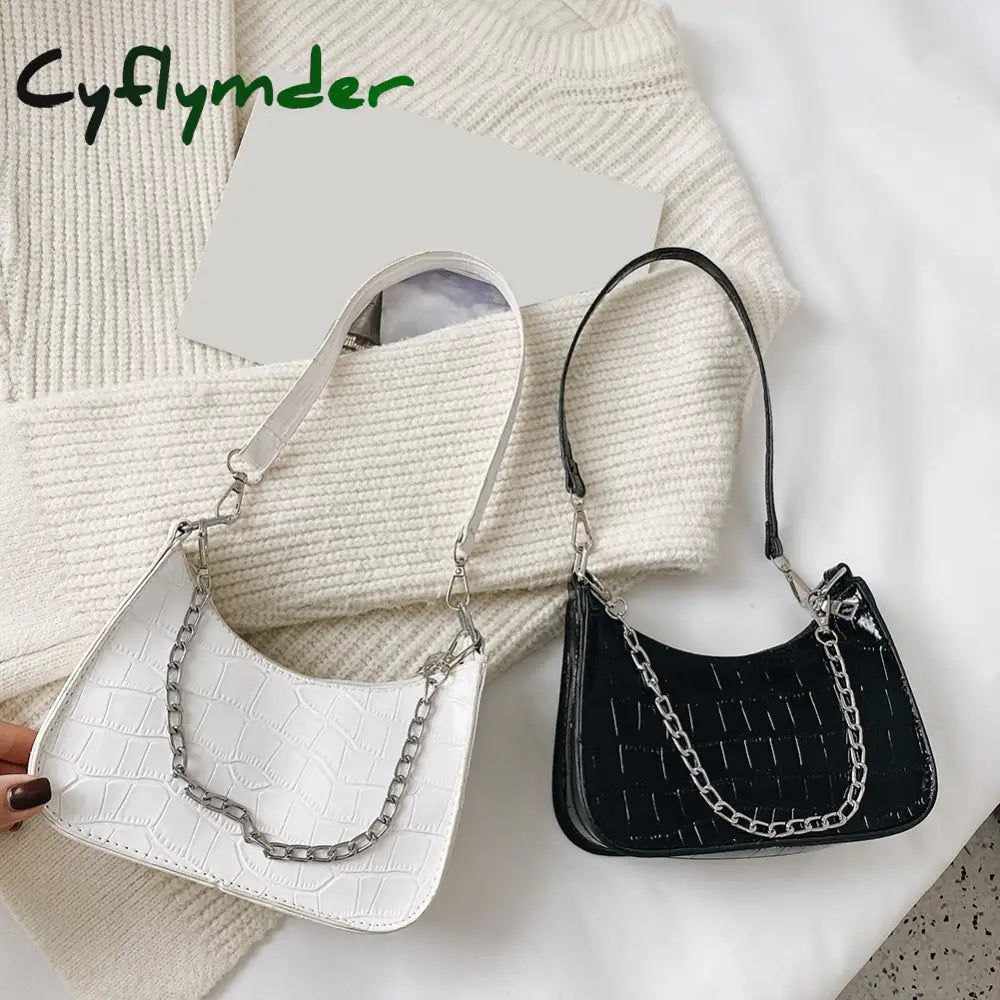 Cyflymder Cartoon Graffiti Underarm Bag Female New Fashion Portable Soft Leather Shoulder For Women