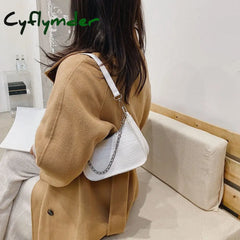 Cyflymder Cartoon Graffiti Underarm Bag Female New Fashion Portable Soft Leather Shoulder For Women