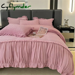 Cyflymder Carved Milk Velvet Bedding Set High Weight Thicken Warm Four Piece Set Quilt Cover Bed Linens Bedspread