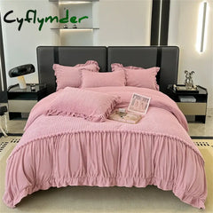 Cyflymder Carved Milk Velvet Bedding Set High Weight Thicken Warm Four Piece Set Quilt Cover Bed Linens Bedspread