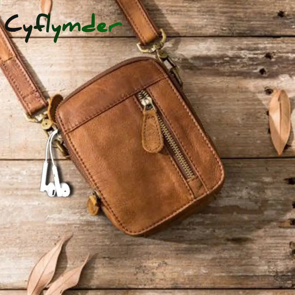 Cyflymder Casual Bag Crossbody Outdoor Sports Leather Pocket Shoulder Mini Men’s Small Man