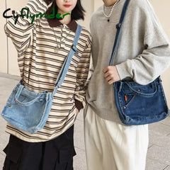 Cyflymder Casual Bags For Women New Denim Shoulder Messenger Bag Shopping Bags Students Book