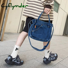 Cyflymder Casual Bags For Women New Denim Shoulder Messenger Bag Shopping Bags Students Book