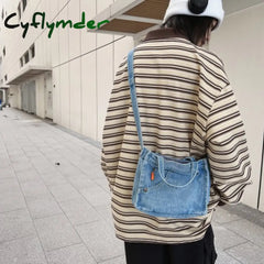 Cyflymder Casual Bags For Women New Denim Shoulder Messenger Bag Shopping Bags Students Book