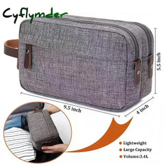 Cyflymder Casual Canvas Cosmetic Bag With Leather Handle Travel Men Wash Shaving Women Toiletry Storage Waterproof