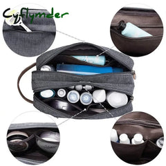 Cyflymder Casual Canvas Cosmetic Bag With Leather Handle Travel Men Wash Shaving Women Toiletry Storage Waterproof