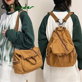 Cyflymder Casual Canvas Women Backpack Big Capacity School Bag College Student Travel Ladies Hand
