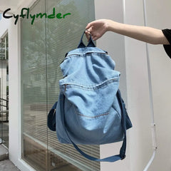 Cyflymder Casual Denim Women Backpack Big Capacity Multifunctional Men Shoulder Bags Harajuku