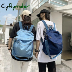 Cyflymder Casual Denim Women Backpack Big Capacity Multifunctional Men Shoulder Bags Harajuku