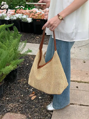 Cyflymder Casual Hollow Large Capacity Women’s Shoulder Bag Simple Travel Beach Ladies Underarm