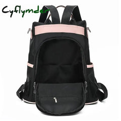 Cyflymder Casual Oxford Backpack Women Black Waterproof Nylon School Bags For Teenage Girls High