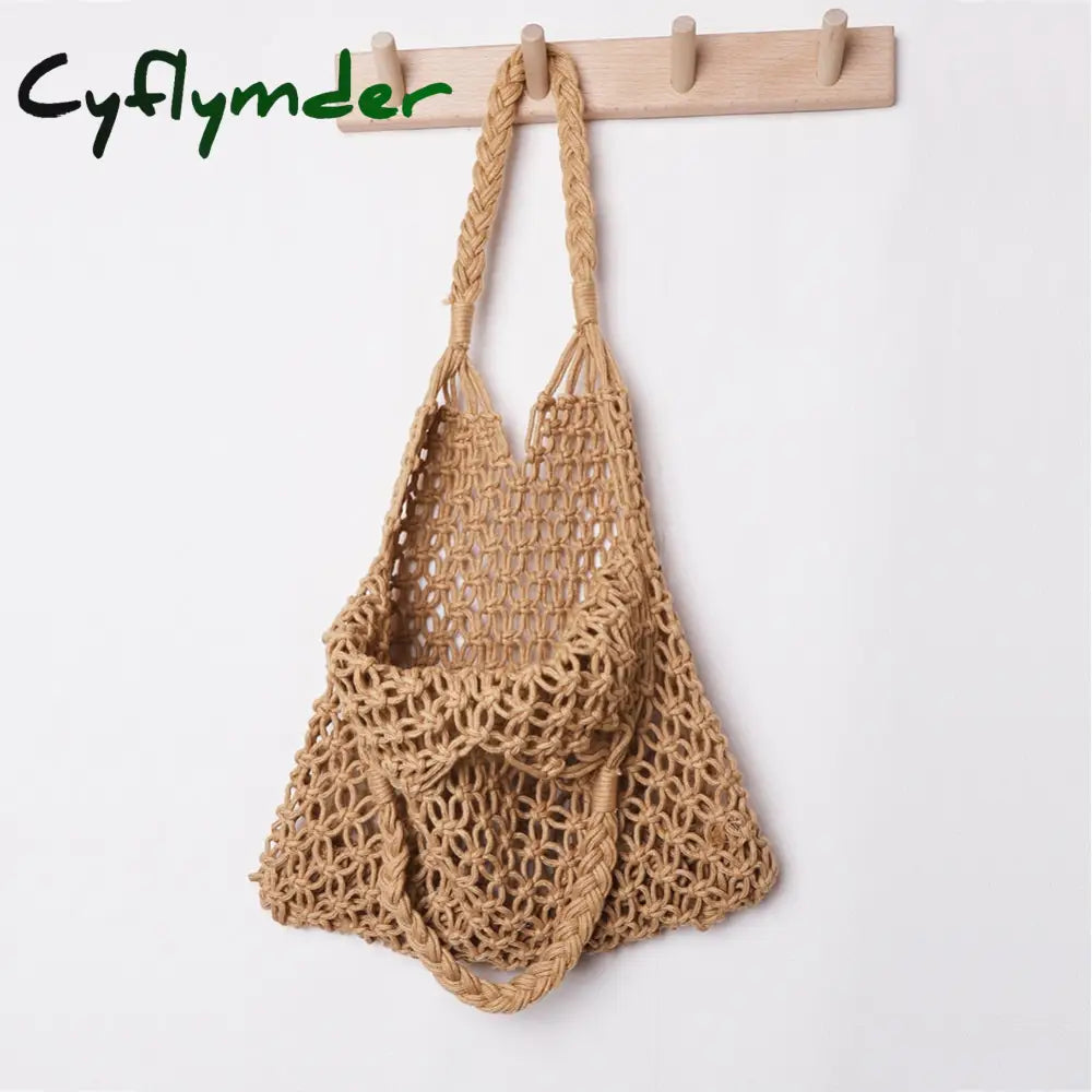 Cyflymder Casual Rattan Women Handbags Wicker Woven Hollow Shoulder Bags Purses Summer Beach Basket