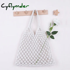 Cyflymder Casual Rattan Women Handbags Wicker Woven Hollow Shoulder Bags Purses Summer Beach Basket