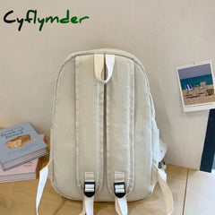 Cyflymder Casual Casual Schoolbag Female Japanese Style Corduroy Pure Color Lazy Style Travel Backpack High School