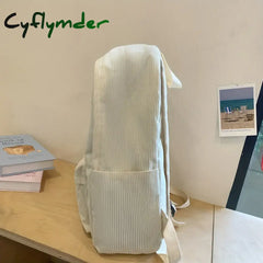 Cyflymder Casual Casual Schoolbag Female Japanese Style Corduroy Pure Color Lazy Style Travel Backpack High School