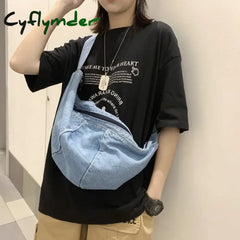 Cyflymder Casual Simplicity Large Shoulder Bags Women Canvas High Capacity Shopping Bag Crossed