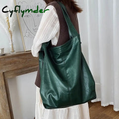 Cyflymder Casual Soft Large Capacity Tote Luxury Bag Women Handbags Designer Look Pu Leather