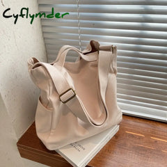 Cyflymder Casual Women Shoulder Bag Canvas Large Capacity Tote Handbags Solid Crossbody Bags Purse