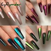 Cyflymder Cat Eye Long Ballet Fake Nail Glitter Powder Raspberry Purple Blue Wearable Full Cover Finished False Art