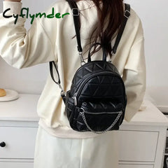 Cyflymder Chain Luxury Fashion High Quality Small Backpack For Teenage Girls Mochila Rucksack Women