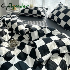 Cyflymder Checkerboard Bedding Comforter Set with Pillowcase bed sheet Single Full Size Bed Linen Duvet Cover Set