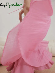 Cyflymder - Cherry Blossom Tied Open Back Long Dress Dresses